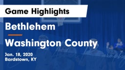 Bethlehem  vs Washington County  Game Highlights - Jan. 18, 2020