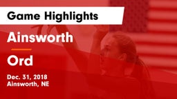 Ainsworth  vs Ord  Game Highlights - Dec. 31, 2018