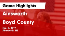 Ainsworth  vs Boyd County Game Highlights - Jan. 8, 2019