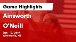 Ainsworth  vs O'Neill  Game Highlights - Jan. 10, 2019