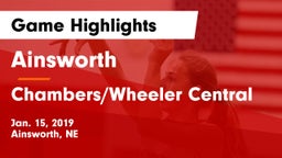 Ainsworth  vs Chambers/Wheeler Central  Game Highlights - Jan. 15, 2019