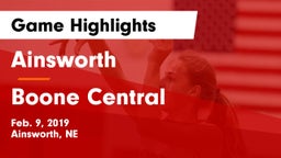 Ainsworth  vs Boone Central  Game Highlights - Feb. 9, 2019