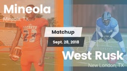 Matchup: Mineola  vs. West Rusk  2018