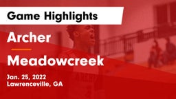 Archer  vs Meadowcreek Game Highlights - Jan. 25, 2022