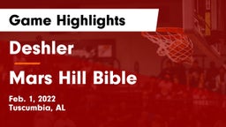 Deshler  vs Mars Hill Bible  Game Highlights - Feb. 1, 2022