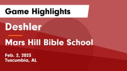 Deshler  vs Mars Hill Bible School Game Highlights - Feb. 2, 2023