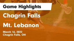 Chagrin Falls  vs Mt. Lebanon  Game Highlights - March 16, 2022