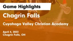 Chagrin Falls  vs Cuyahoga Valley Christian Academy  Game Highlights - April 4, 2022
