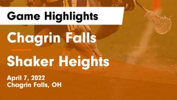 Chagrin Falls  vs Shaker Heights  Game Highlights - April 7, 2022