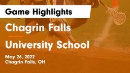 Chagrin Falls  vs University School Game Highlights - May 26, 2022