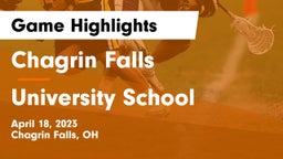Chagrin Falls  vs University School Game Highlights - April 18, 2023