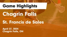 Chagrin Falls  vs St. Francis de Sales  Game Highlights - April 27, 2024