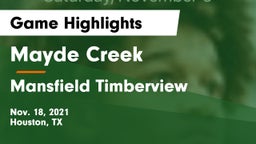 Mayde Creek  vs Mansfield Timberview  Game Highlights - Nov. 18, 2021