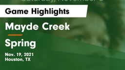 Mayde Creek  vs Spring  Game Highlights - Nov. 19, 2021