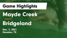 Mayde Creek  vs Bridgeland  Game Highlights - Dec. 2, 2021