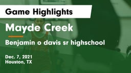 Mayde Creek  vs Benjamin o davis sr highschool Game Highlights - Dec. 7, 2021