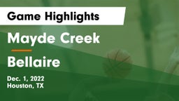 Mayde Creek  vs Bellaire  Game Highlights - Dec. 1, 2022