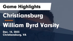 Christiansburg  vs William Byrd Varsity Game Highlights - Dec. 14, 2023