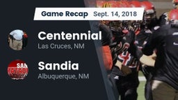Recap: Centennial  vs. Sandia  2018