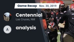 Recap: Centennial  vs. analysis 2019