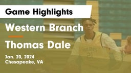 Western Branch  vs Thomas Dale  Game Highlights - Jan. 20, 2024