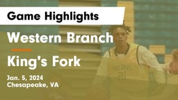 Western Branch  vs King's Fork  Game Highlights - Jan. 5, 2024