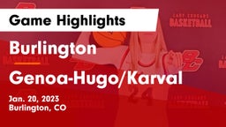 Burlington  vs Genoa-Hugo/Karval  Game Highlights - Jan. 20, 2023