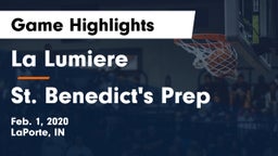La Lumiere  vs St. Benedict's Prep Game Highlights - Feb. 1, 2020