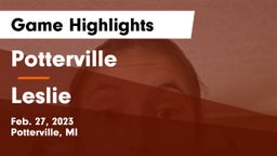 Potterville  vs Leslie  Game Highlights - Feb. 27, 2023