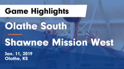Olathe South  vs Shawnee Mission West Game Highlights - Jan. 11, 2019