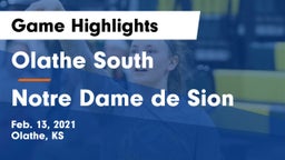 Olathe South  vs Notre Dame de Sion  Game Highlights - Feb. 13, 2021
