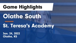 Olathe South  vs St. Teresa's Academy  Game Highlights - Jan. 24, 2022