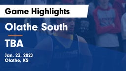 Olathe South  vs TBA Game Highlights - Jan. 23, 2020