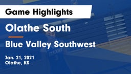 Olathe South  vs Blue Valley Southwest  Game Highlights - Jan. 21, 2021