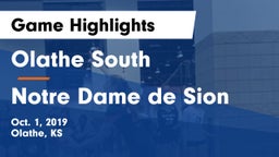 Olathe South  vs Notre Dame de Sion  Game Highlights - Oct. 1, 2019