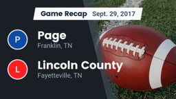 Recap: Page  vs. Lincoln County  2017