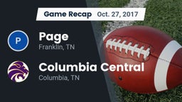 Recap: Page  vs. Columbia Central  2017