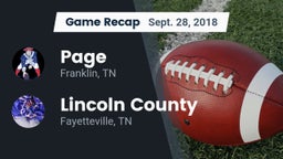Recap: Page  vs. Lincoln County  2018
