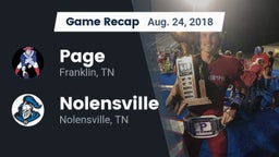 Recap: Page  vs. Nolensville  2018