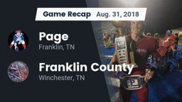 Recap: Page  vs. Franklin County  2018