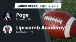 Recap: Page  vs. Lipscomb Academy 2019
