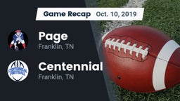 Recap: Page  vs. Centennial  2019