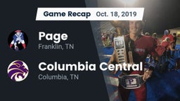 Recap: Page  vs. Columbia Central  2019