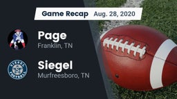 Recap: Page  vs. Siegel  2020