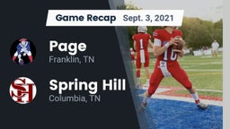 Recap: Page  vs. Spring Hill  2021