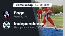 Recap: Page  vs. Independence  2021