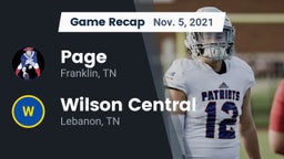 Recap: Page  vs. Wilson Central  2021