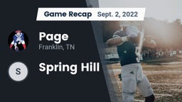 Recap: Page  vs. Spring Hill   2022