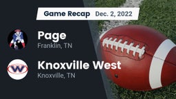 Recap: Page  vs. Knoxville West  2022