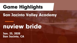 San Jacinto Valley Academy  vs nuview bride Game Highlights - Jan. 23, 2020